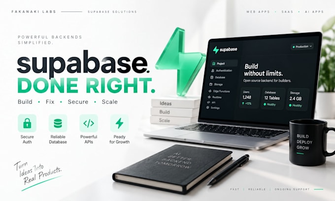 build, fix and secure supabase backend, auth, rls, database and API integration