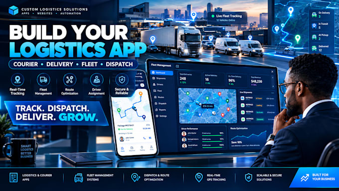 develop logistics app, courier, fleet management and delivery tracking app
