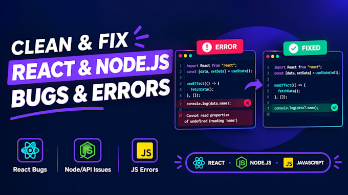 fix react, javascript, nodejs bugs and errors