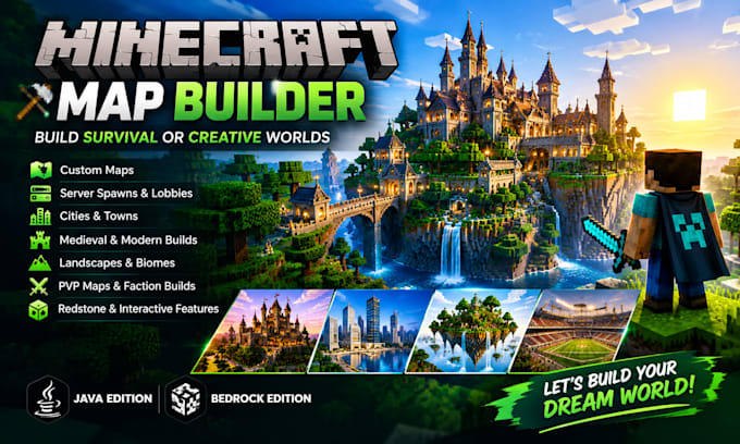 be your professional minecraft map, builder build survival or creative minecraft