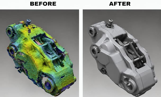 do 3d scan to cad reverse engineering, solidworks modeling and stl to step