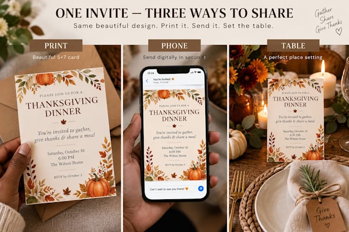 design a thanksgiving dinner invitation canva template for print and digital