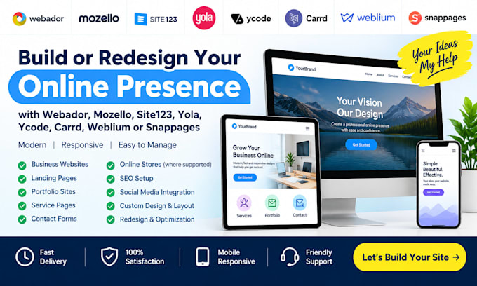 create webador mozello site123 yola ycode carrd weblium snappages website