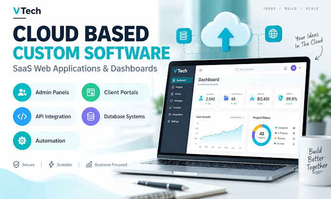 develop custom cloud based saas web applications dashboard