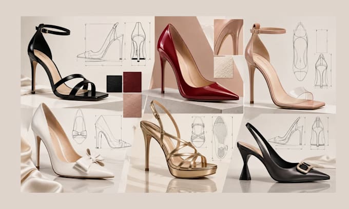 design high heels tech pack with detailed shoe specifications for manufacturing