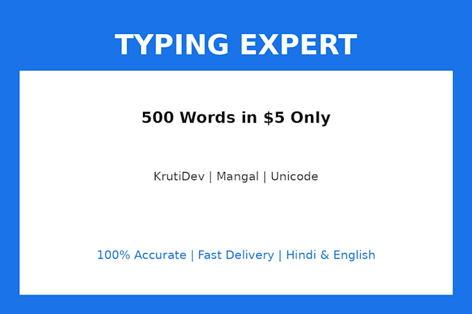do fast hindi and english typing, data entry and copy paste work