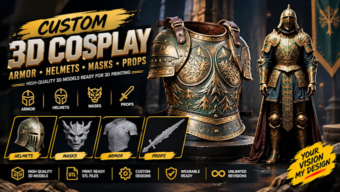 create custom 3d cosplay amor 3d helmet mask pros 3d printing