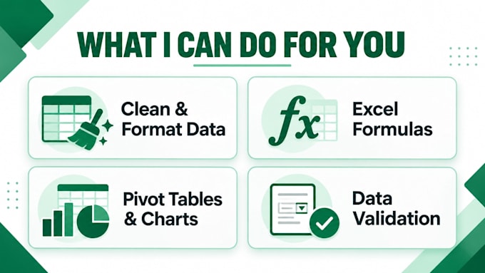 clean excel data, create pivot tables, vlookup and xlookup