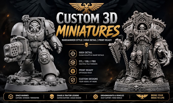 scuplt custom realistic 3d character, warhammer 40k dnd, tabletop stl miniature
