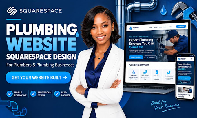 design a squarespace plumbing website with booking and quote forms