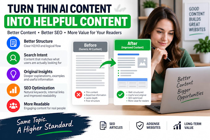rewrite low value ai content into helpful SEO articles