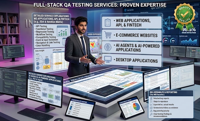 conduct manual QA testing for web app, desktop app, and ai agent