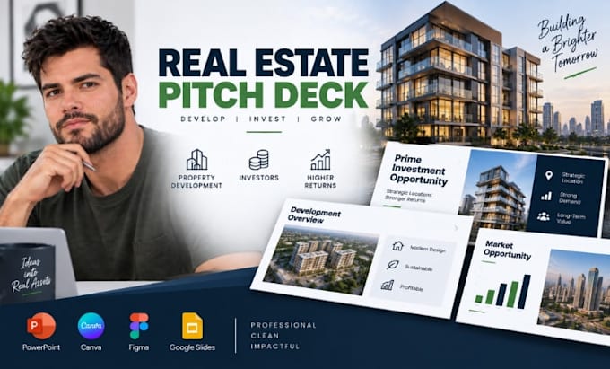 design real estate development pitch deck, property investor presentation