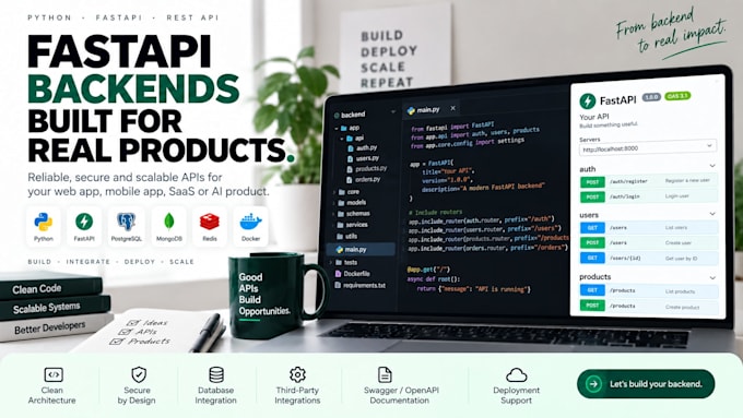 build or fix your python fastapi backend and rest API