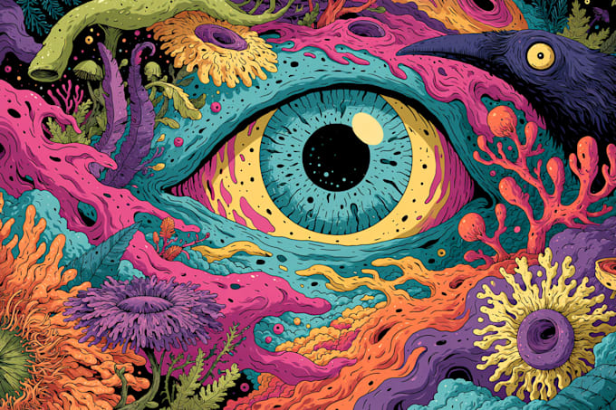 paint surreal psychedelic and trippy illustrations