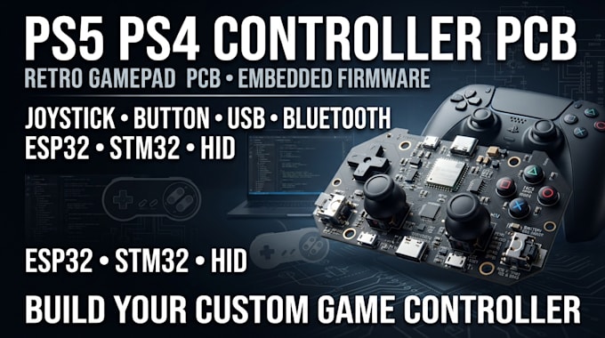 design ps5 ps4 controller pcb, retro gamepad pcb and embedded firmware