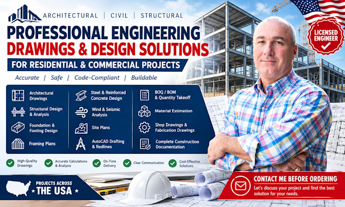 design architect, civil and structural engineering drawing in texas florida cl