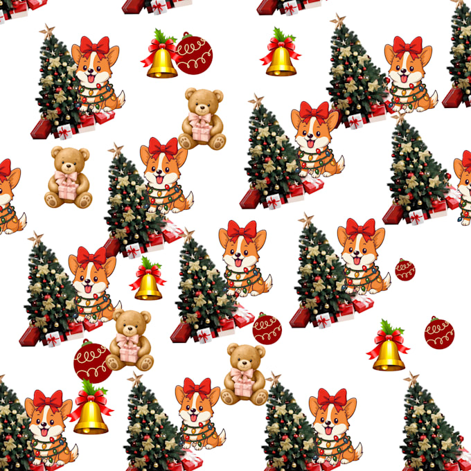 design cute christmas corgi seamless fabric pattern