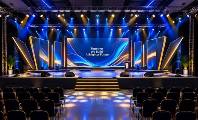 do any event stage and lighting design 3d model and render