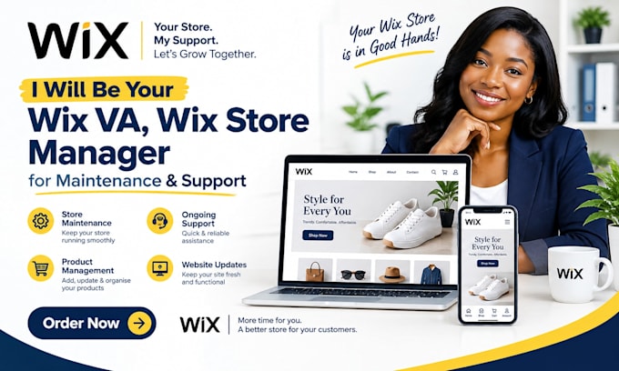 be your wix va, wix store manager for maintenance and support