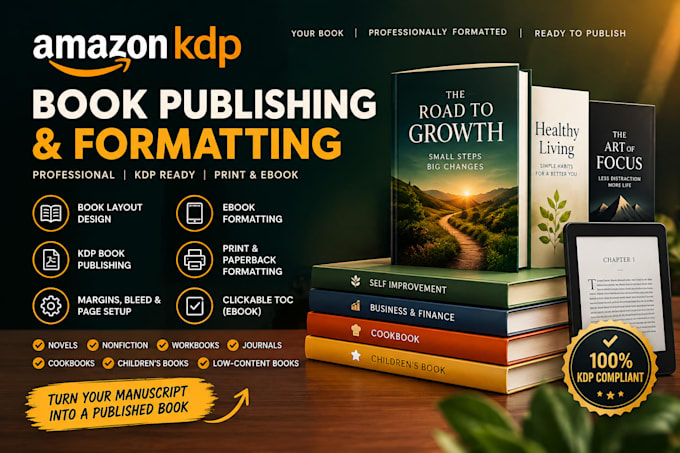 do amazon kdp book publishing, ebook formatting, book layout design, amazon kdp