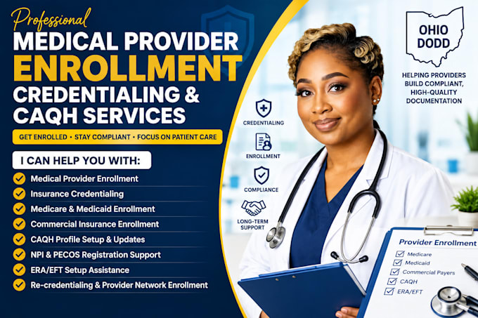 do medical provider enrollment credentialing caqh and era eft setup