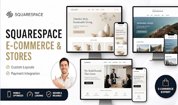 do squarespace store design and redesign, squarespace website design