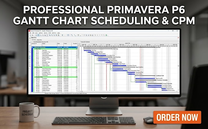 create primavera p6 gantt chart scheduling and CPM project schedule