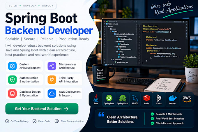 develop java spring boot rest apis and integrations