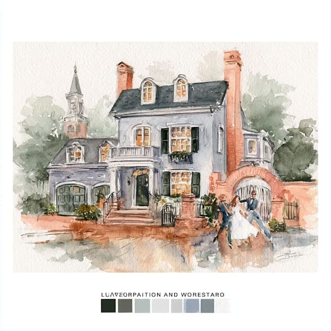 draw a digital watercolor home illustration