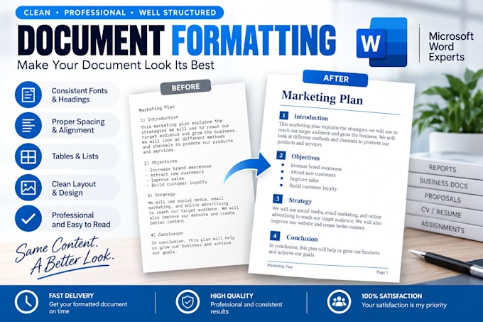 professionally format and clean up your word document