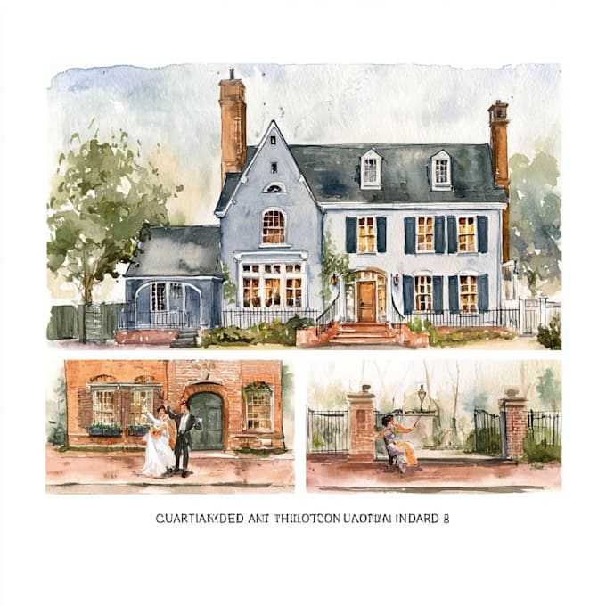 draw a made watercolor home illustration