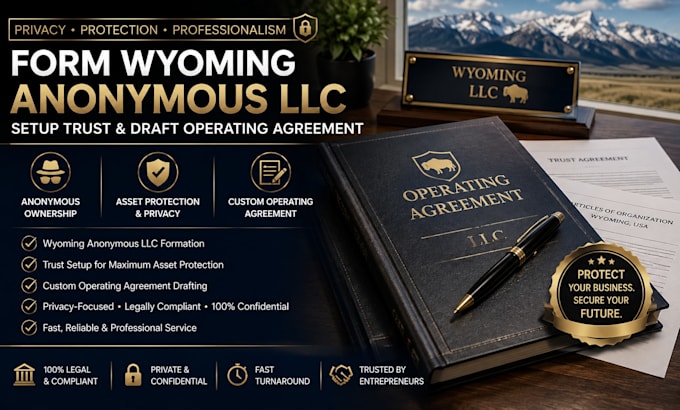 form wyoming anonymous llc, setup trust and draft operating agreement