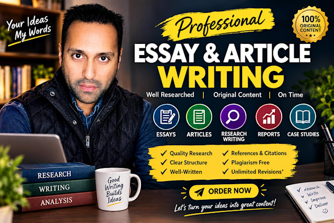 write well researched essays, articles, reports and case studies