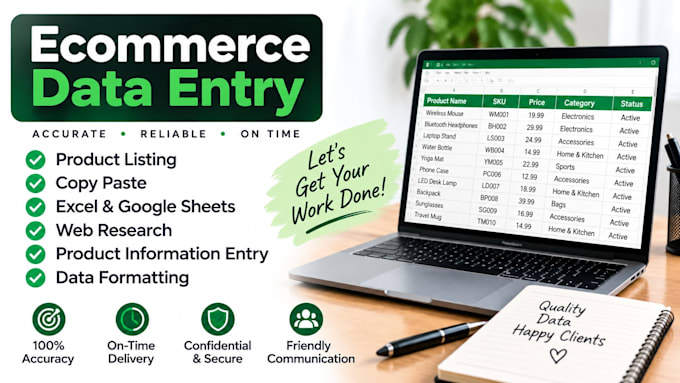 do ecommerce data entry and product listing