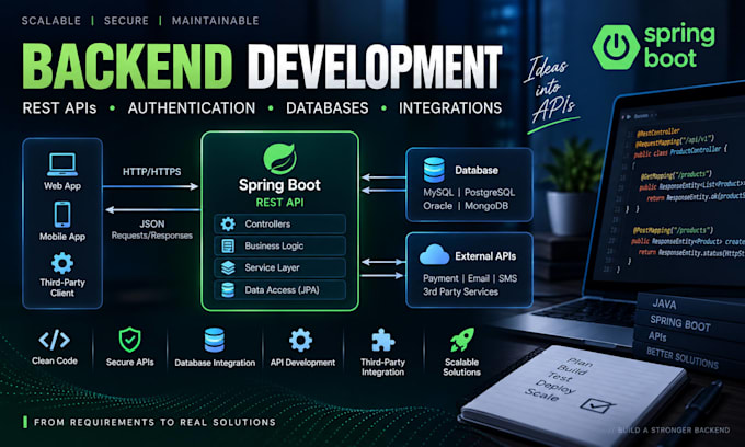 develop java spring boot rest API and backend applications