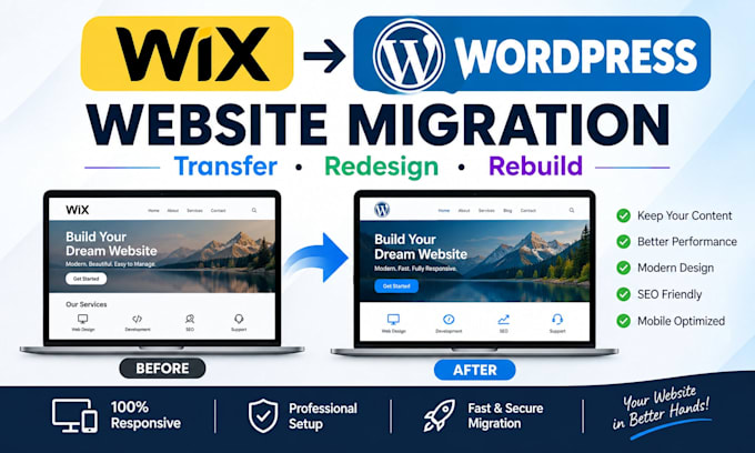 convert or clone webflow, joomla, weebly, squarespace, wix to wordpress website