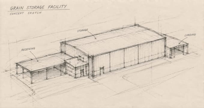 design a grain storage facility layout