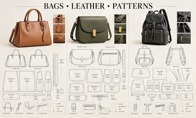 create custom bag and leather sewing pattern