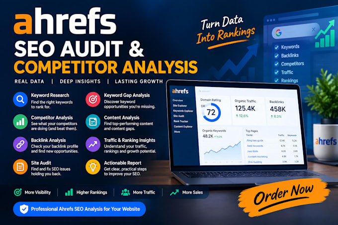 ahrefs SEO audit, ai rank research, competitor analysis and backlink report