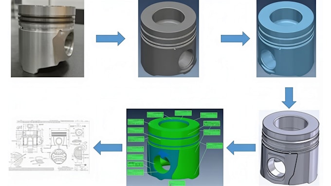 do reverse engineering from 3d scan to cad, stl to step and solidworks models