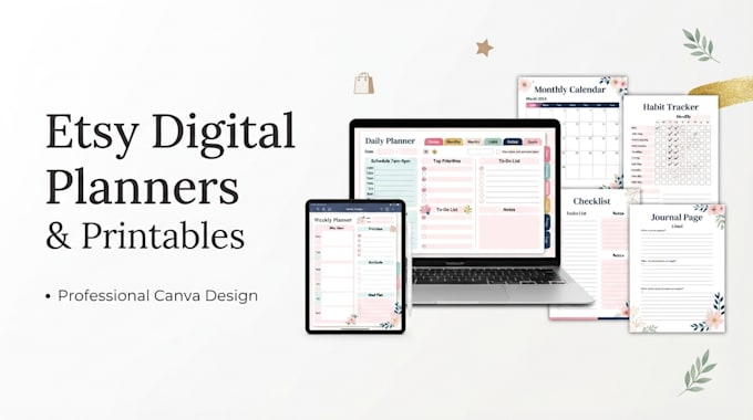 design etsy digital planners and printables in canva