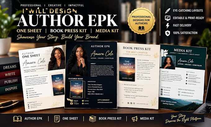 design author epk, one sheet, book press kit and media kit