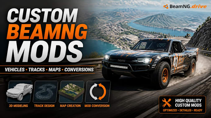 build custom beamng mods vehicles, track, map and convert mods