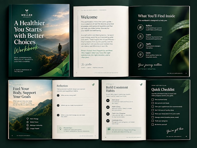 do workbook journal design, create ebook layout design, lead magnet pdf design