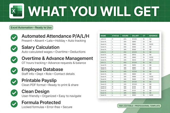 create automated attendance sheet in excel with salary sheet