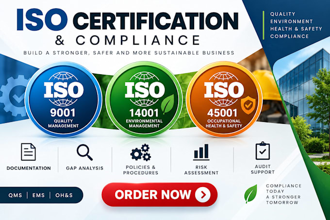 provide iso 9001 14001 45001 certification audit and documentation