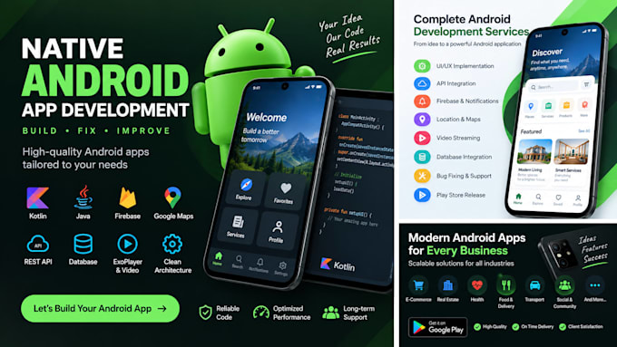 develop a native android app using kotlin or java