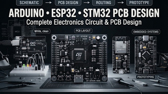 design arduino esp32 stm32 pcb and complete electronics circuit