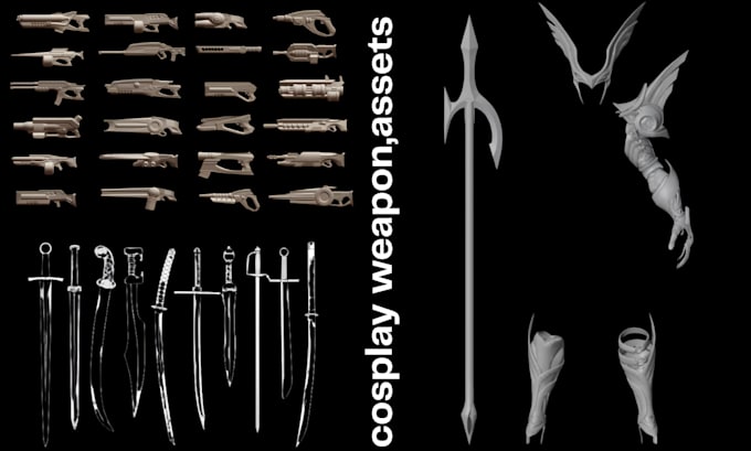 create custom cosplay design weapons design props and assets for 3d printing
